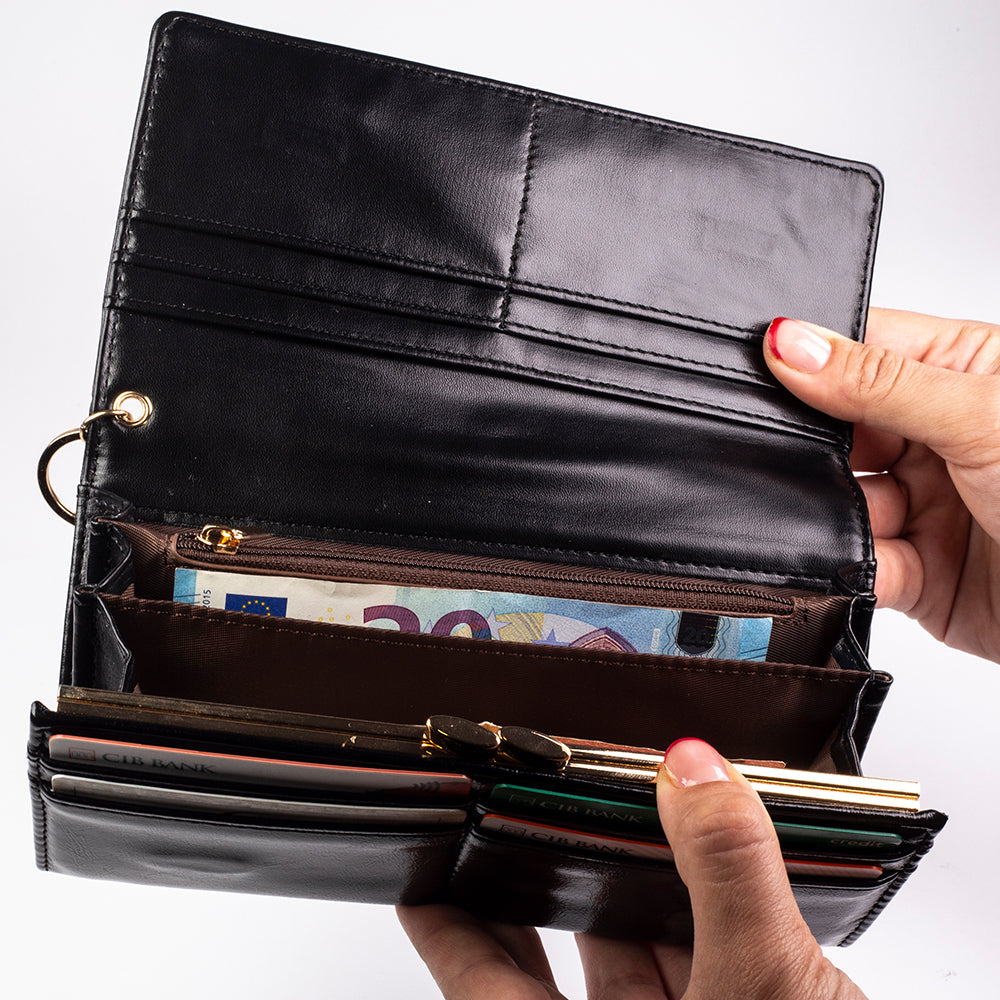 Cartera de privacidad con clave secreta de acceso para mujer. Color: negro y rojo 17 