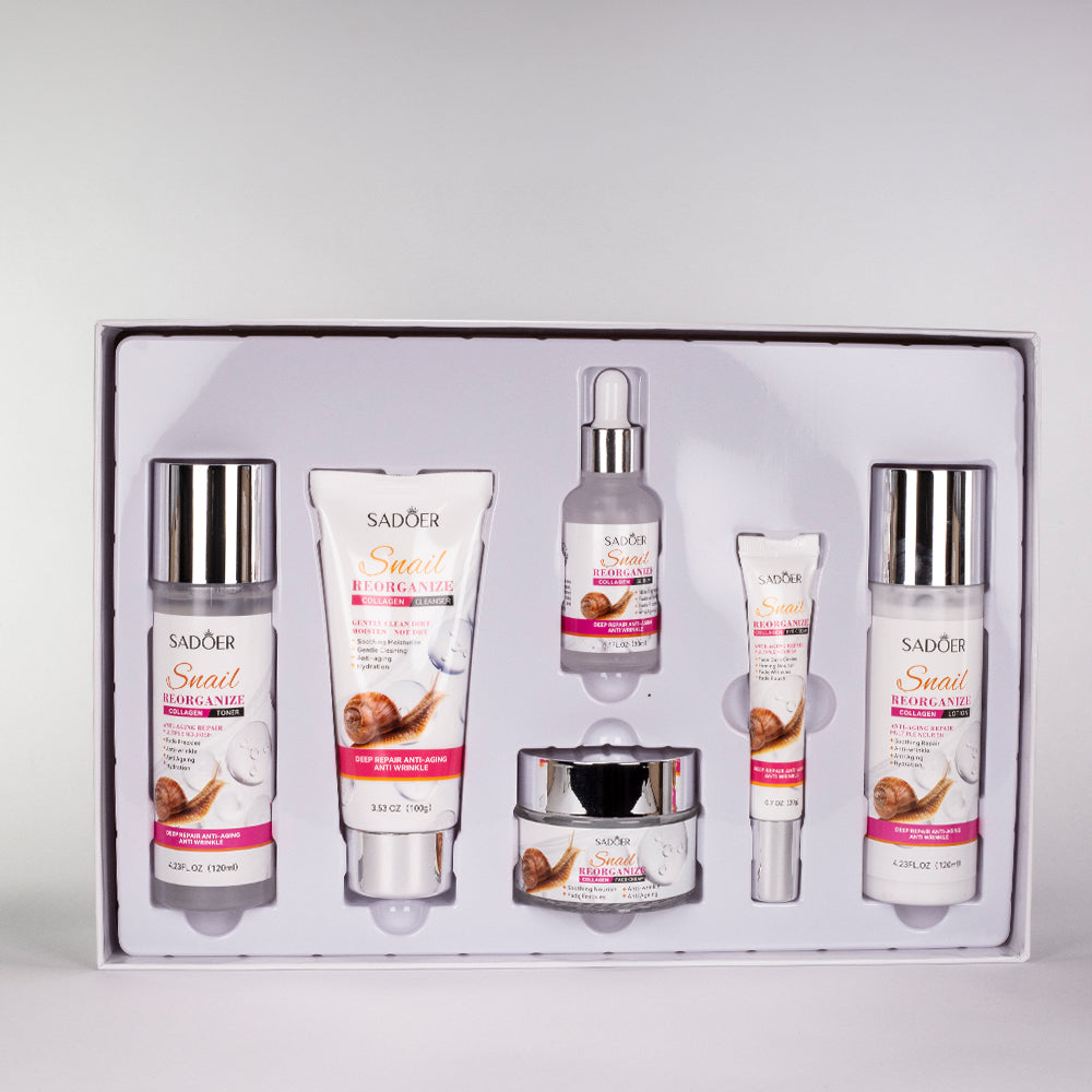 Set de cuidado facial de 6 piezas con colágeno y baba de caracol de SADOER