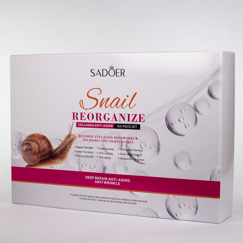 Set de cuidado facial de 6 piezas con colágeno y baba de caracol de SADOER