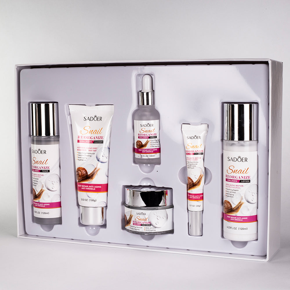 Set de cuidado facial de 6 piezas con colágeno y baba de caracol de SADOER