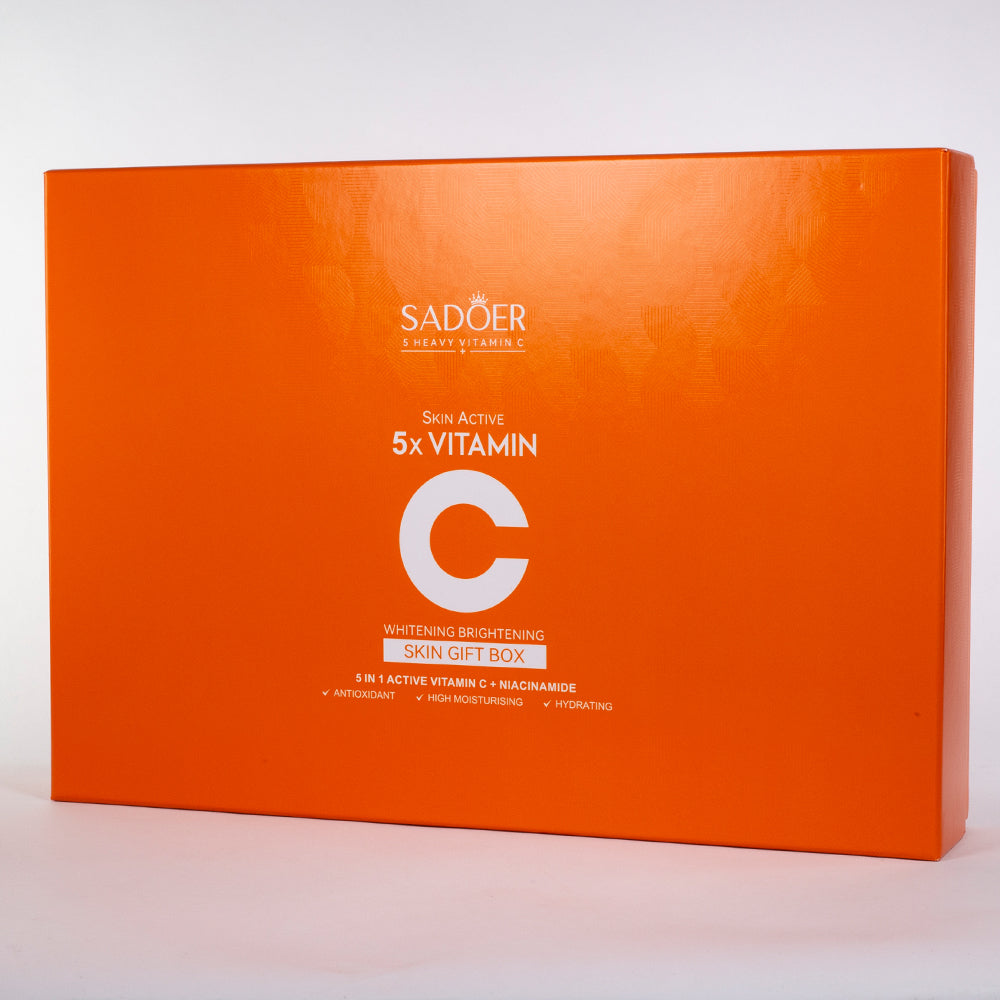 Set de regalo SADOER 5x Vitamina C para unificar el tono de la piel e hidratar el rostro – 6 piezas