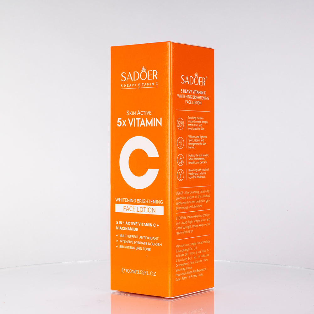SADOER 5 tipos de leche facial reafirmante e hidratante enriquecida con vitamina C 3 