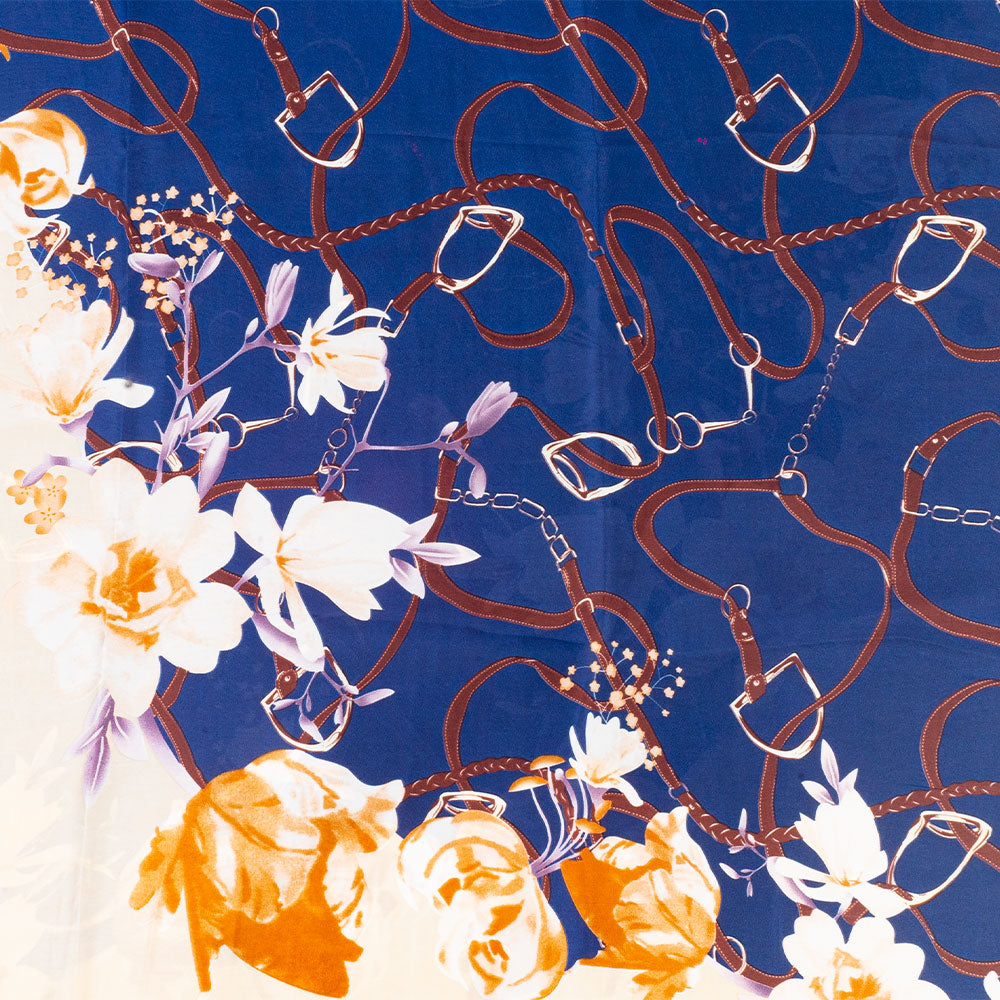 Bufanda abrazo floral, 85 x 180 cms, azul 100% seda vegana 3 