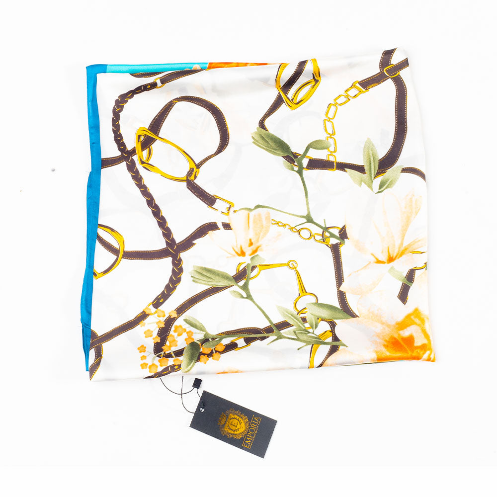 Bufanda abrazo floral, 85 x 180 cms, azul claro, 100% seda vegana 1 