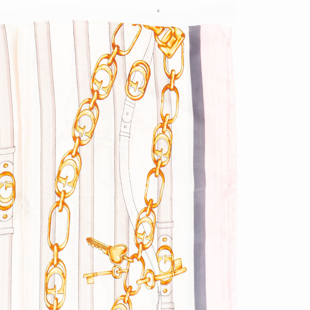 Bufanda cadenas regias, 85 x 180 cms, rosa, 100% seda vegana