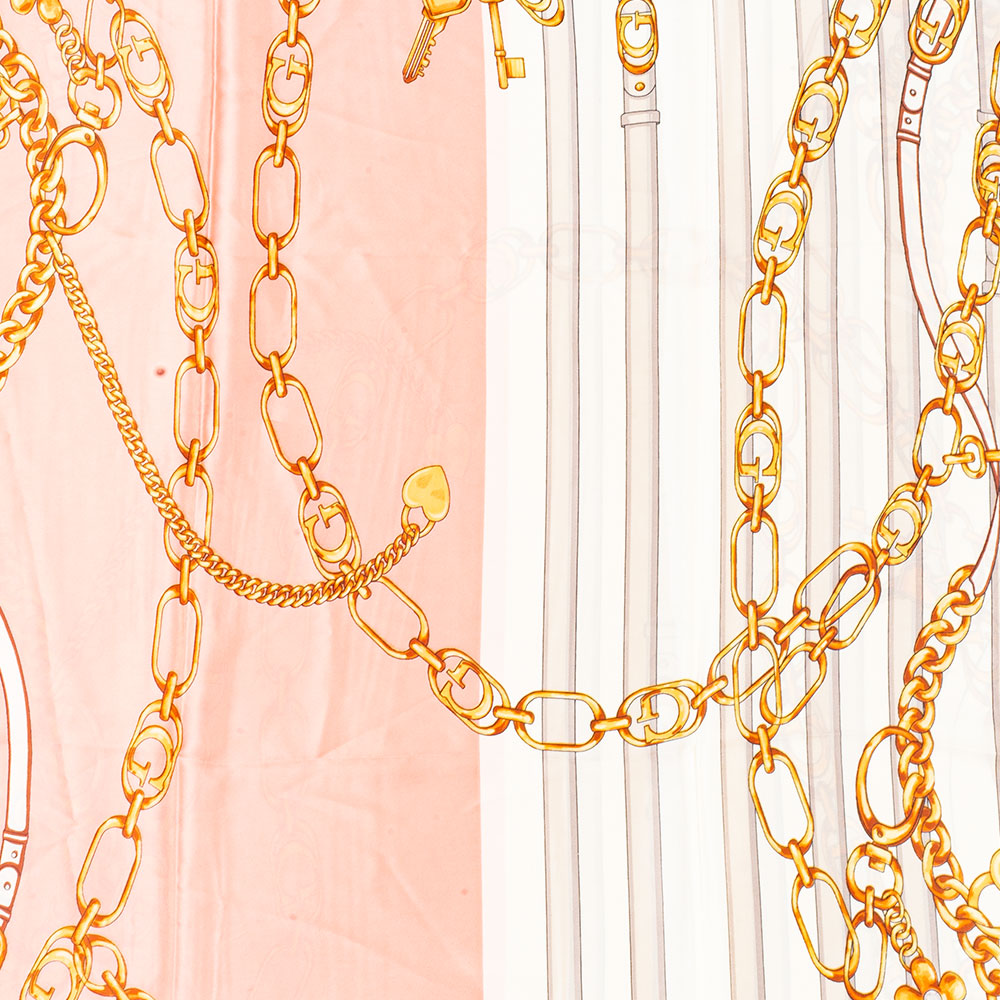 Bufanda cadenas regias, 85 x 180 cms, rosa, 100% seda vegana