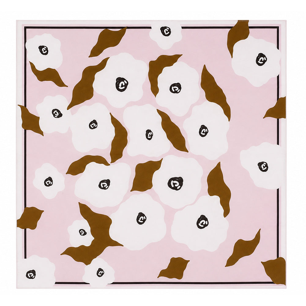 Pañuelo de seda «Rosewood Flowers», rosa palo, 90 x 90 cm