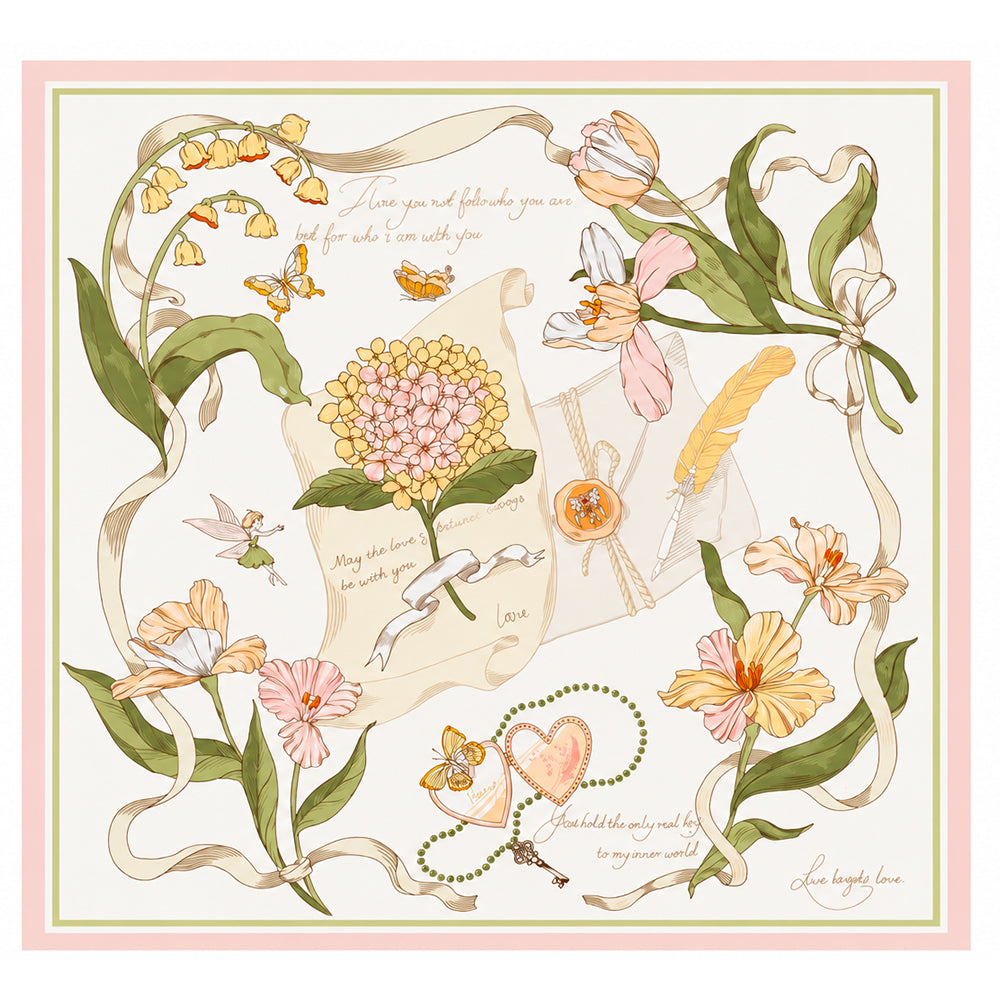 Pañuelo de seda «Garden Whisper», verde salvia, 90 x 90 cm 2 