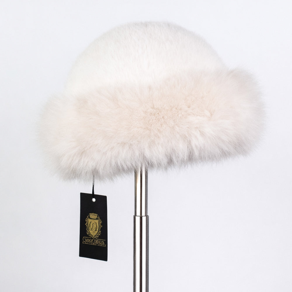Gorro de invierno de piel sintética beige – talla única