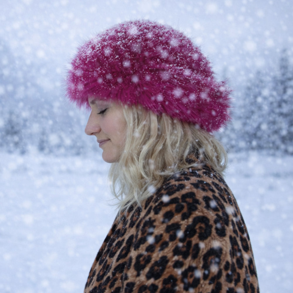 Gorro de invierno de piel sintética rosa – talla única 4 