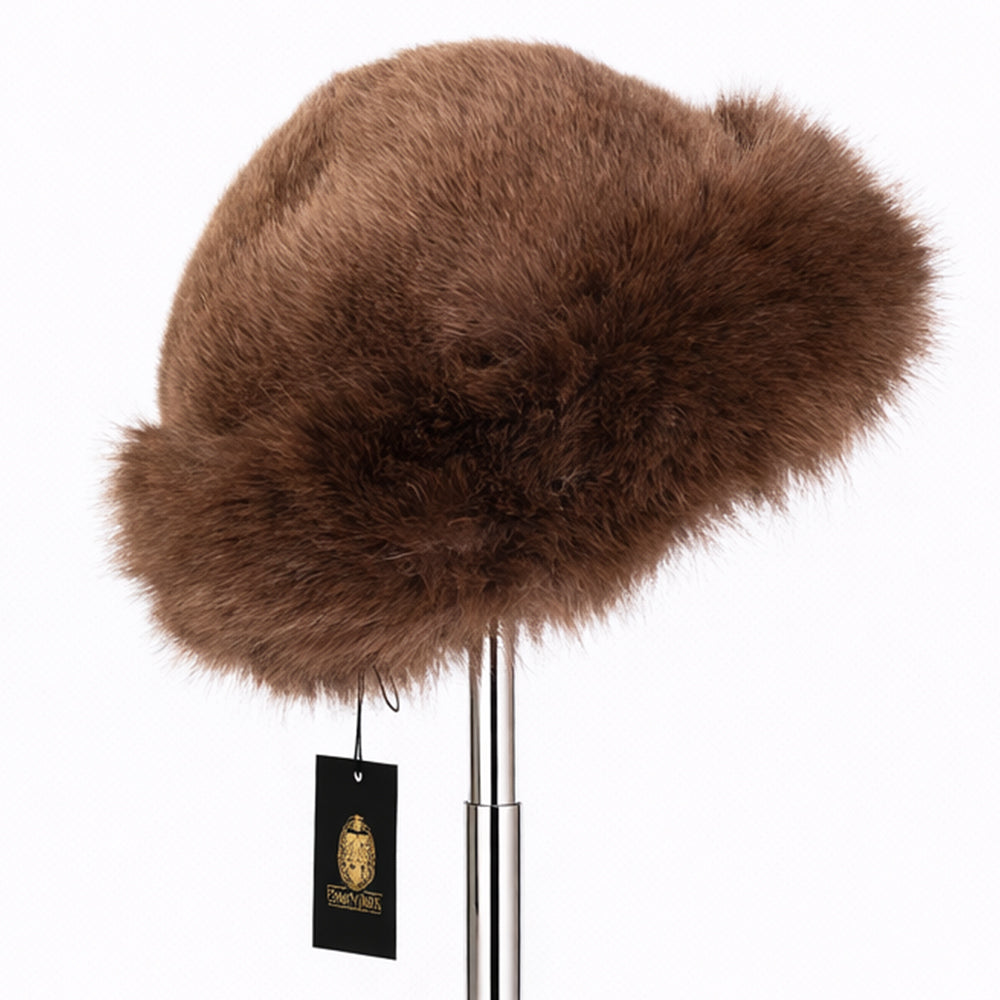 Gorro de invierno de piel sintética marrón – talla única