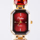 Reloj de Aleación Bañado en Oro con Cristal Emporia® Rojo