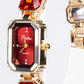 Reloj de Aleación Bañado en Oro con Cristal Emporia® Rojo