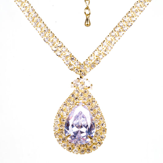 Conjunto de Aleación Bañado en Oro con Cristal Emporia® Blanco