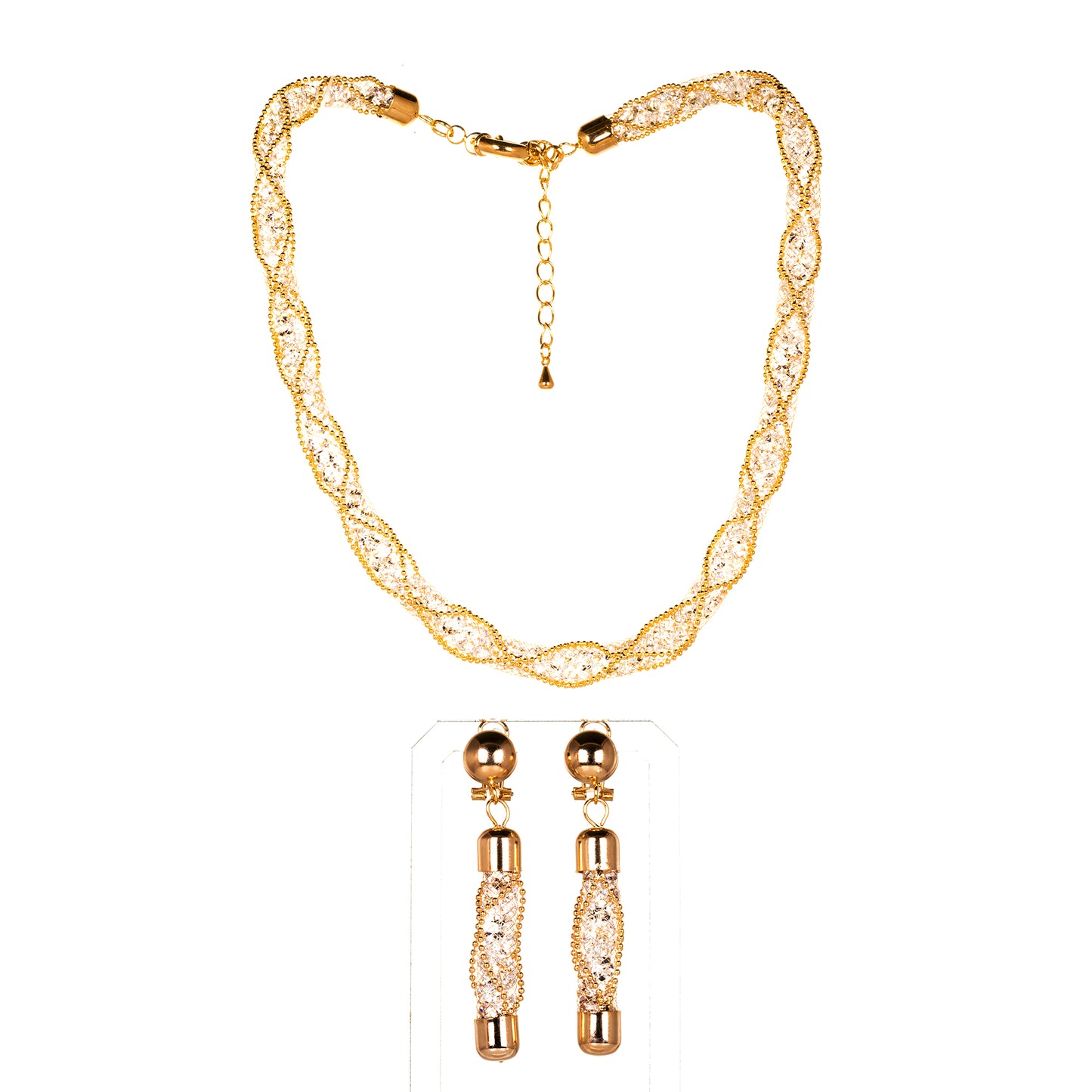 Conjunto de Aleación Bañado en Oro con Cristal Emporia® Blanco