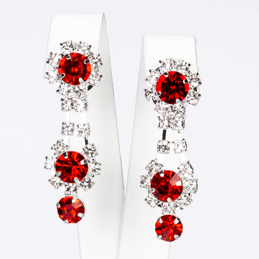 Conjunto de Aleación Bañado en Oro con Cristal Emporia® Rojo y Cristal Emporia® Blanco ( Collar +Pendientes ) 3 