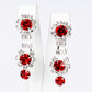 Conjunto de Aleación Bañado en Oro con Cristal Emporia® Rojo y Cristal Emporia® Blanco ( Collar +Pendientes )