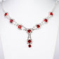 Conjunto de Aleación Bañado en Oro con Cristal Emporia® Rojo y Cristal Emporia® Blanco ( Collar +Pendientes )