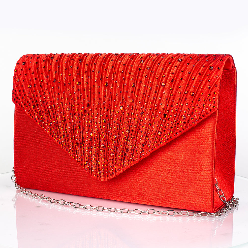 Bolso de Aleación Bañado en Oro con Cristal Emporia® Rojo y Cristal Emporia® Blanco ( Collar +Pendientes +Pulsera +Anillo ) 2 