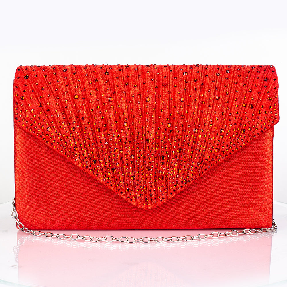 Bolso de Aleación Bañado en Oro con Cristal Emporia® Rojo y Cristal Emporia® Blanco ( Collar +Pendientes +Pulsera +Anillo ) 3 