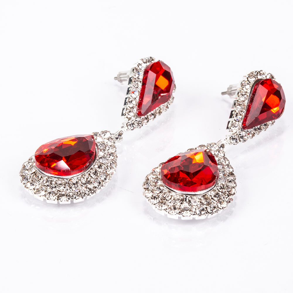 Bolso de Aleación Bañado en Oro con Cristal Emporia® Rojo y Cristal Emporia® Blanco ( Collar +Pendientes +Pulsera +Anillo ) 7 