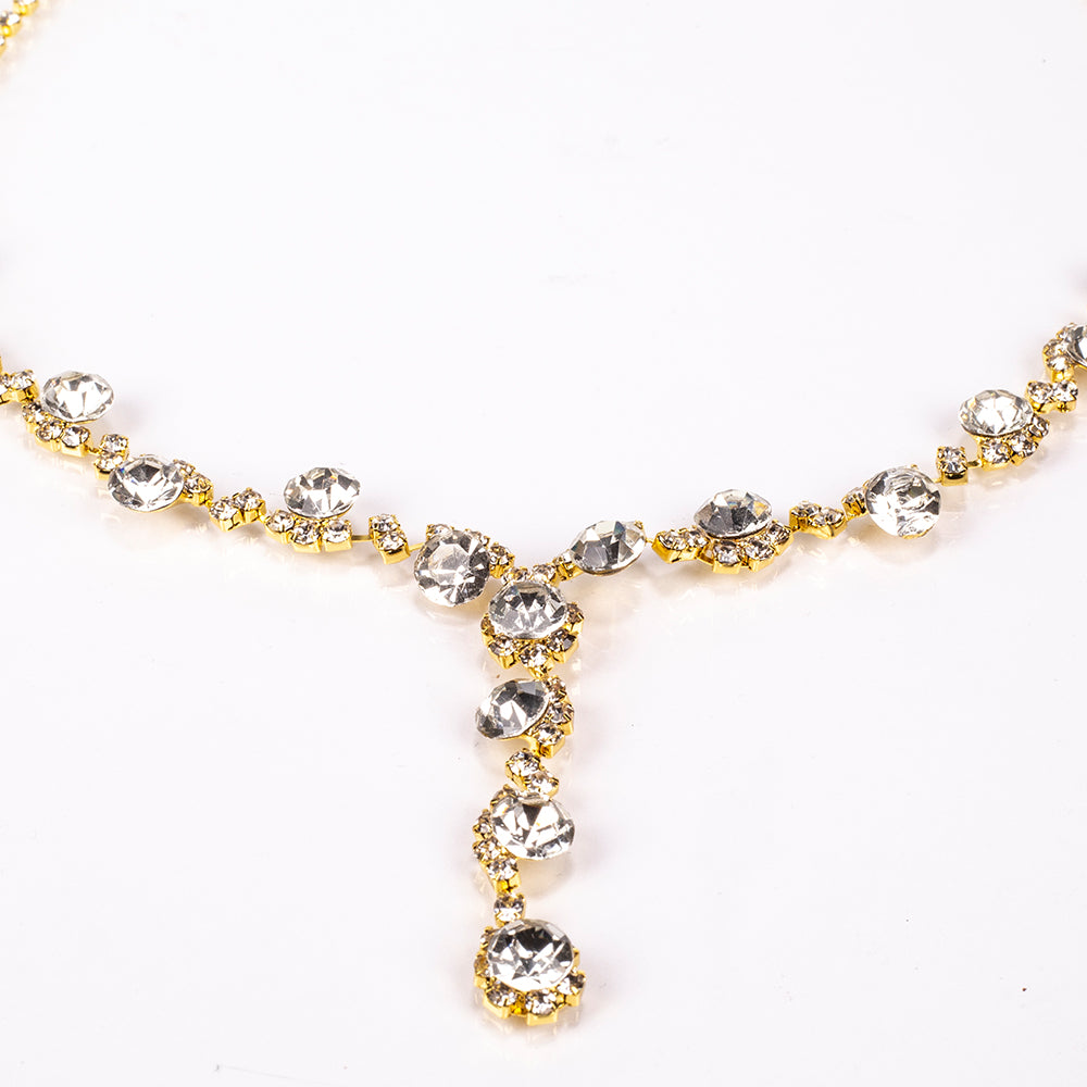 Bolso de Aleación Bañado en Oro con Cristal Emporia® Blanco ( Collar +Pendientes +Pulsera +Anillo ) 6 