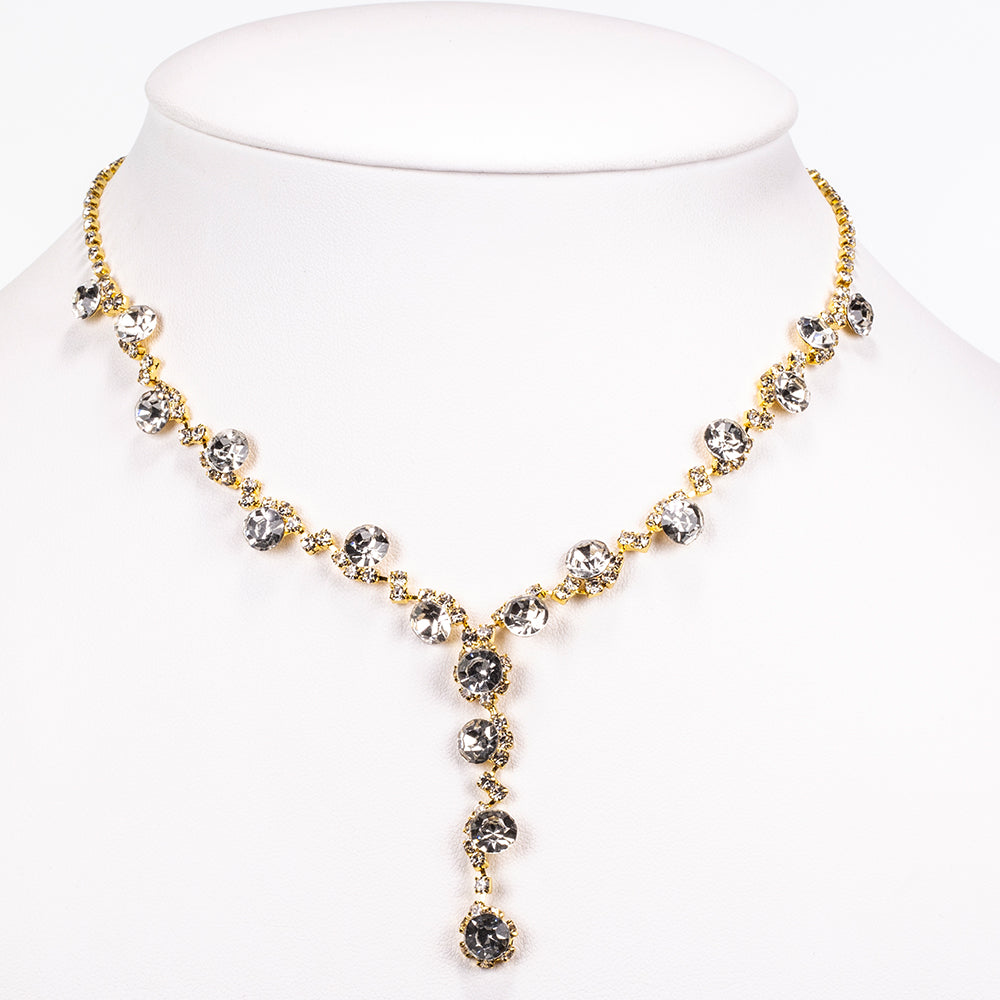 Bolso de Aleación Bañado en Oro con Cristal Emporia® Blanco ( Collar +Pendientes +Pulsera +Anillo ) 7 