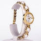 Reloj de Aleación Bañado en Oro con Cristal Emporia® Blanco ( Collar +Pendientes +Pulsera )