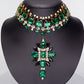 Conjunto de Aleación Bañado en Oro con Cristal Emporia® Verde y Cristal Emporia® Blanco ( Collar +Pendientes )