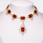 Conjunto de Aleación Bañado en Oro con Cristal Emporia® Rojo y Cristal Emporia® Blanco ( Collar +Pendientes )