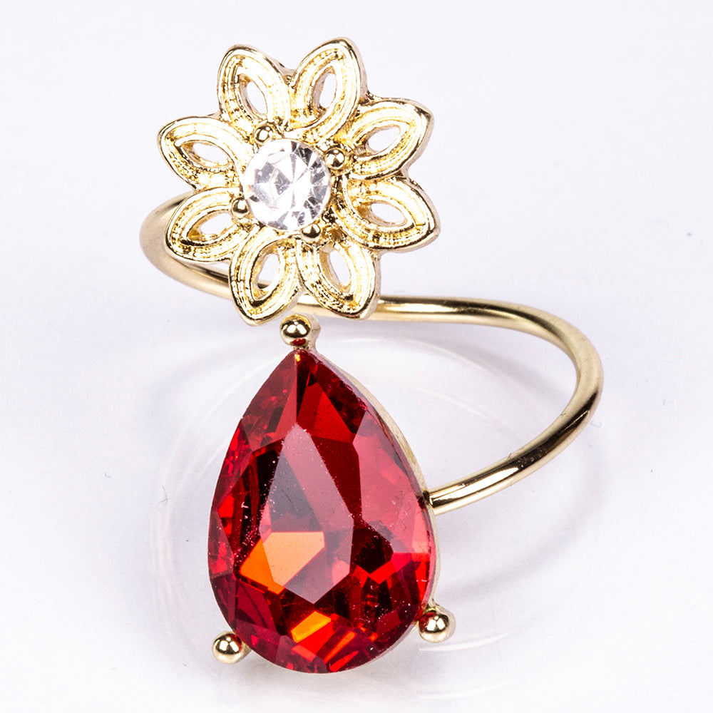 Conjunto de Aleación Bañado en Oro con Cristal Emporia® Rojo y Cristal Emporia® Blanco ( Collar +Pendientes ) 2 