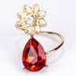 Conjunto de Aleación Bañado en Oro con Cristal Emporia® Rojo y Cristal Emporia® Blanco ( Collar +Pendientes )