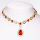 Conjunto de Aleación Bañado en Oro con Cristal Emporia® Rojo y Cristal Emporia® Blanco ( Collar +Pendientes )