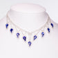 Conjunto de Aleación Bañado en Oro con Cristal Emporia® Azul y Cristal Emporia® Blanco ( Collar +Pendientes )
