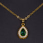 Conjunto de Aleación Bañado en Oro con Cristal Emporia® Verde y Cristal Emporia® Blanco ( Collar +Pendientes +Pulsera +Anillo +Colgante )