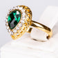 Conjunto de Aleación Bañado en Oro con Cristal Emporia® Verde y Cristal Emporia® Blanco ( Collar +Pendientes +Pulsera +Anillo +Colgante )