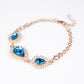 Conjunto de Aleación Bañado en Oro con Cristal Emporia® Azul y Cristal Emporia® Blanco ( Collar +Pendientes +Pulsera )