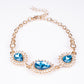 Conjunto de Aleación Bañado en Oro con Cristal Emporia® Azul y Cristal Emporia® Blanco ( Collar +Pendientes +Pulsera )