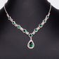 Conjunto de Aleación Bañado en Oro con Cristal Emporia® Verde y Cristal Emporia® Blanco ( Collar +Pendientes +Pulsera +Anillo )