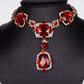 Conjunto de Aleación Bañado en Oro con Cristal Emporia® Rojo y Cristal Emporia® Blanco ( Collar +Pendientes )