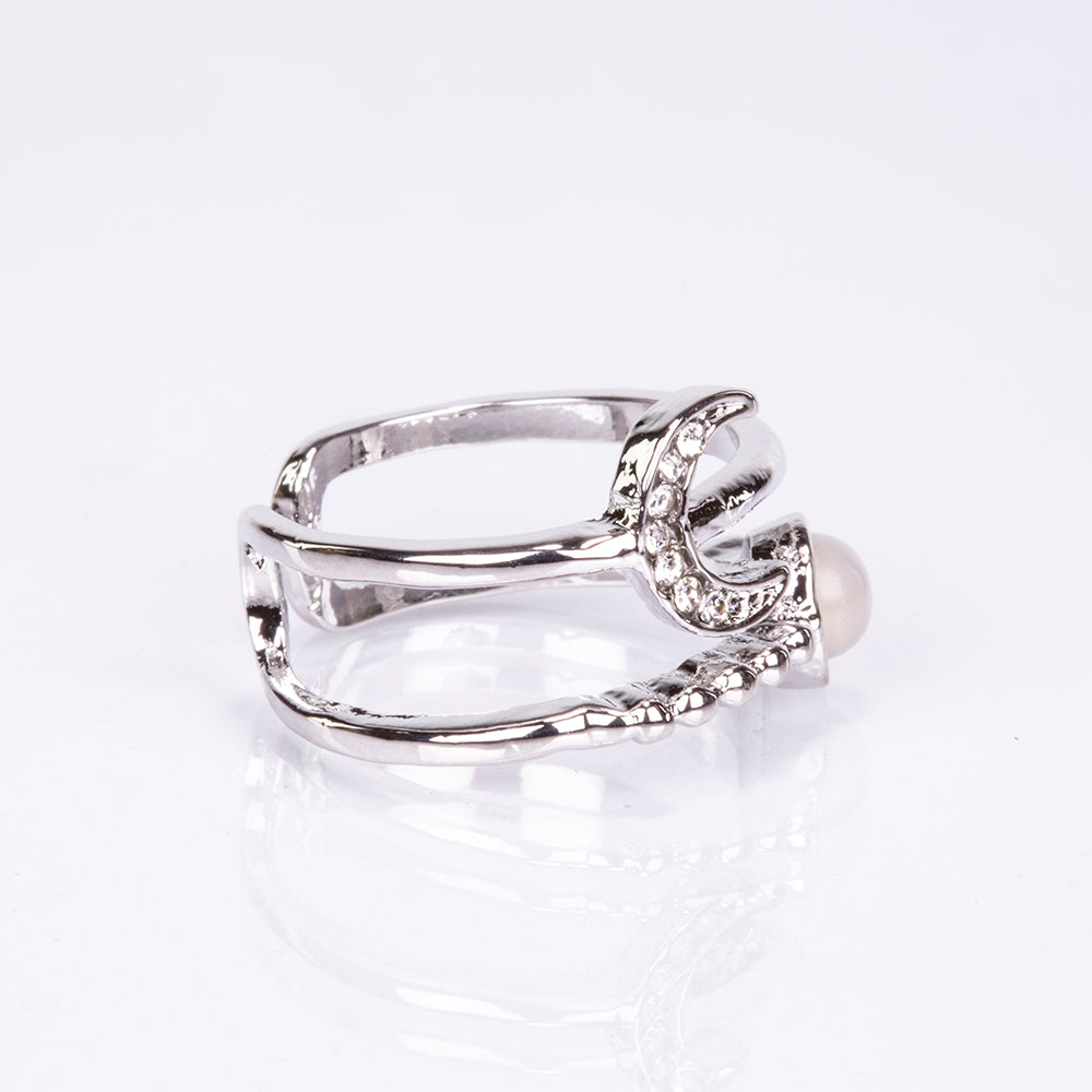 Anillo de Aleación Bañado en Oro con Piedra Lunar 2 
