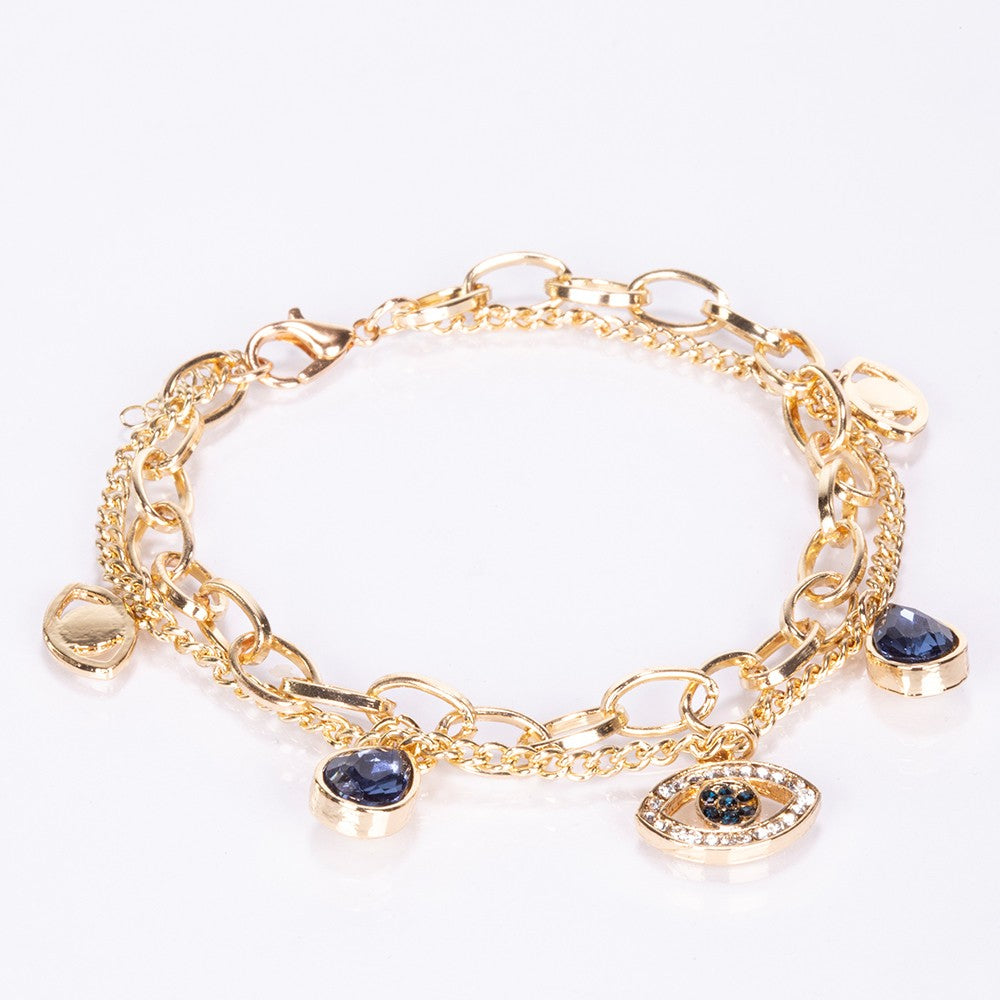 Pulsera de Aleación Bañado en Oro con Zafiro