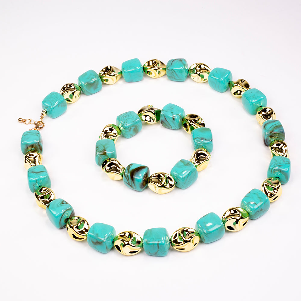 Conjunto Cuenta con Cristal Emporia® Verde ( Collar +Pulsera ) 1 