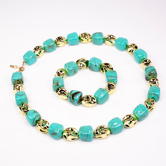 Conjunto Cuenta con Cristal Emporia® Verde ( Collar +Pulsera )