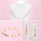 Conjunto de Aleación Bañado en Oro con Perla de cristal ( Collar +Pendientes +Pulsera )