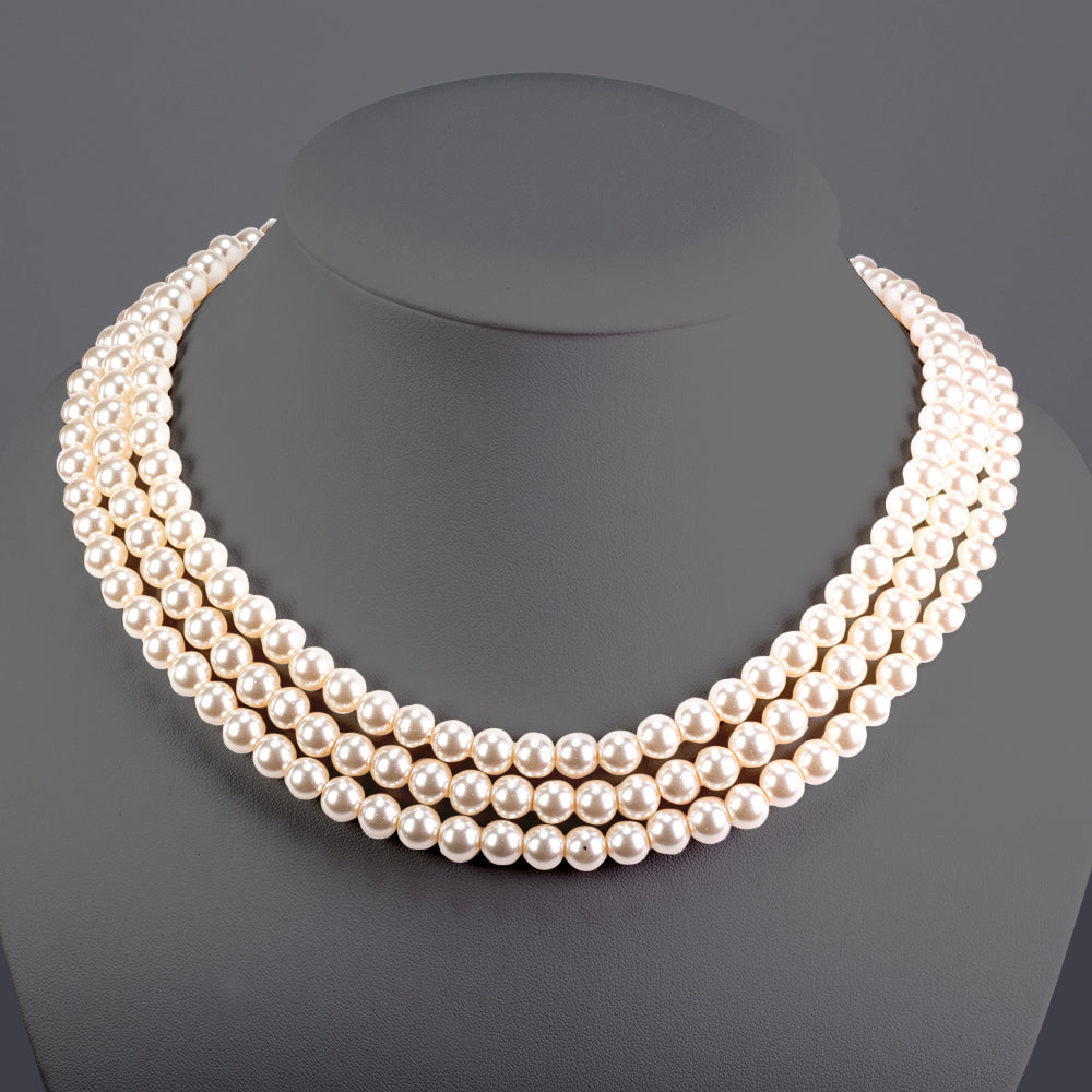 Conjunto de Aleación Bañado en Oro con Perla de cristal ( Collar ) 3 