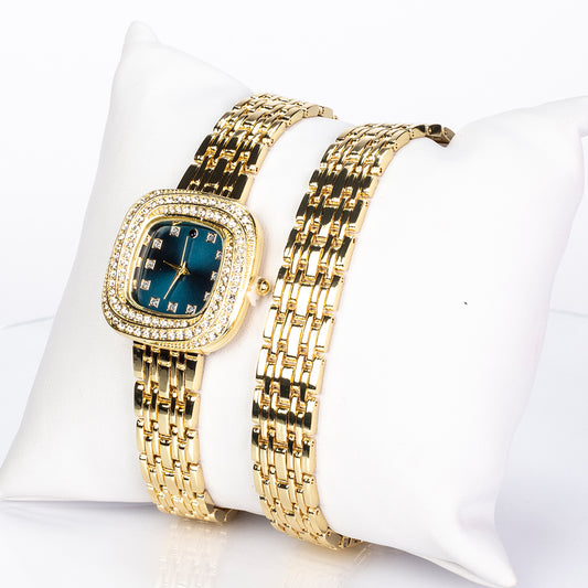 Reloj de Aleación Bañado en Oro con Zafiro y Cristal Emporia® Blanco ( Pulsera )