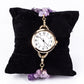 Reloj de Aleación Bañado en Oro con Turquesa y Amatista ( Pulsera )