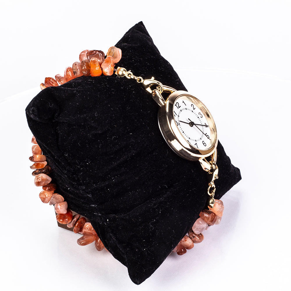 Reloj de Aleación Bañado en Oro con Turquesa y Amatista ( Pulsera )
