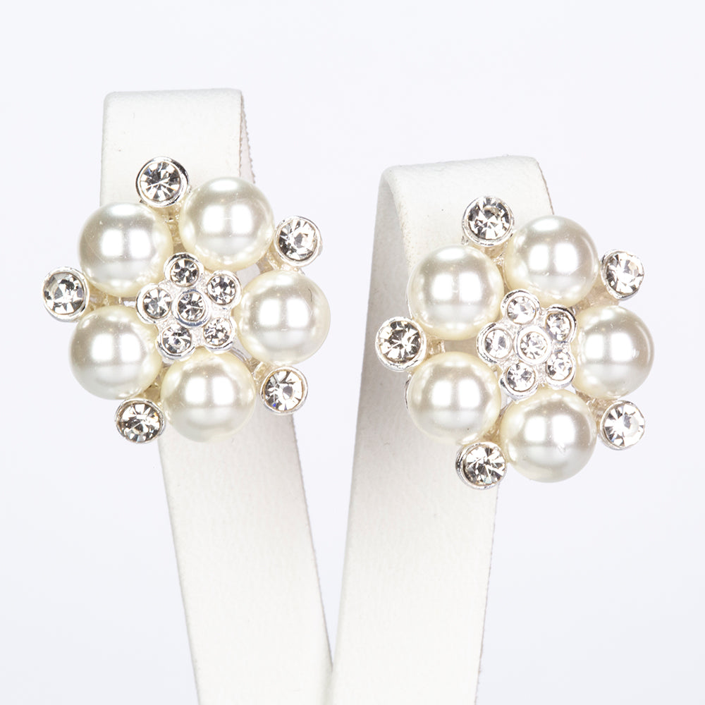 Conjunto de Aleación Bañado en Oro con Perla de cristal y Cristal Emporia® Blanco